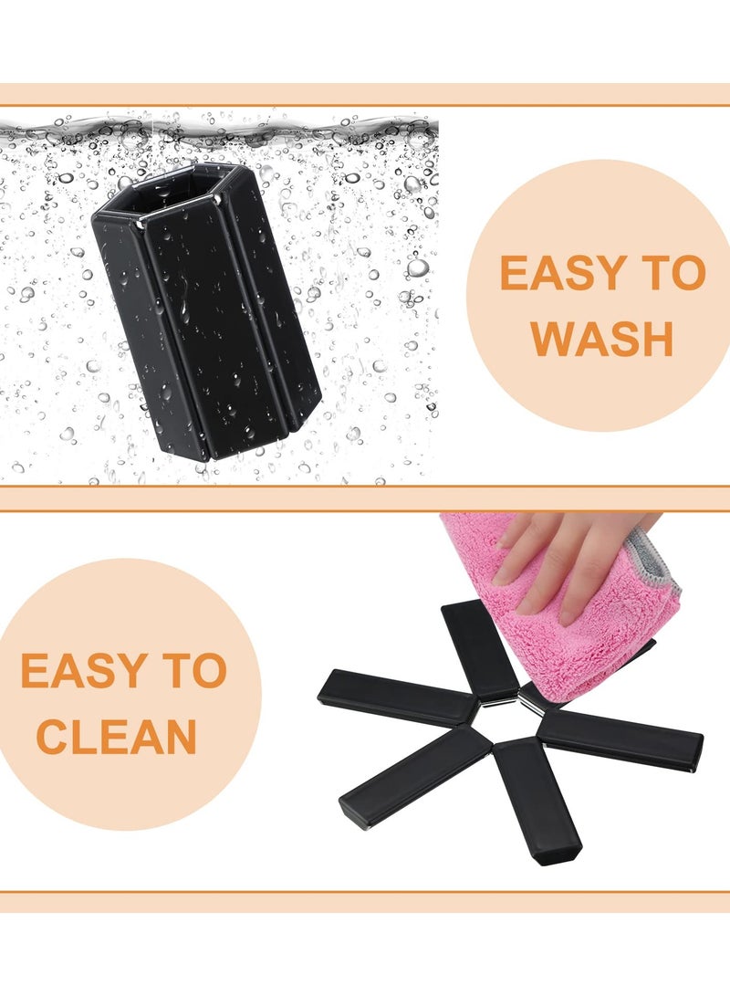 Creative Folding Heat Insulation Pad 7.5 in Foldable Trivet Mats Non Slip Heat Insulating Placemat Compact Expandable Holders for Hot Dish Pot Bowl Teapot Kitchen Restaurant Dinner, 8 Pcs - Image 3